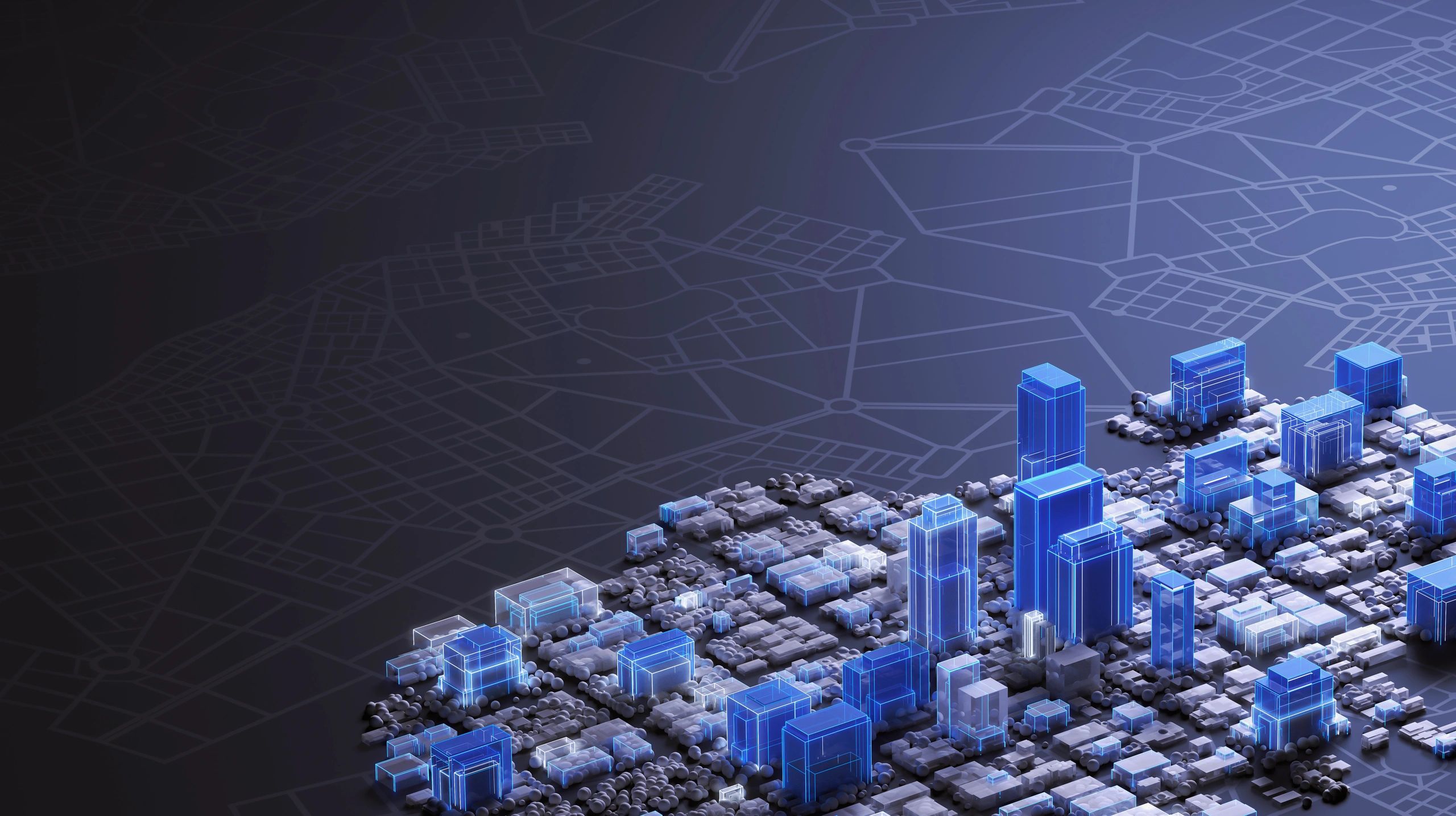 Abstract city model representing technology and infrastructure